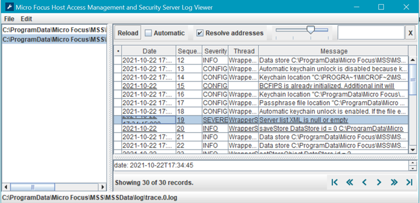 Log Viewer - Settings