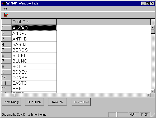 Grid View of Single Table Database Query