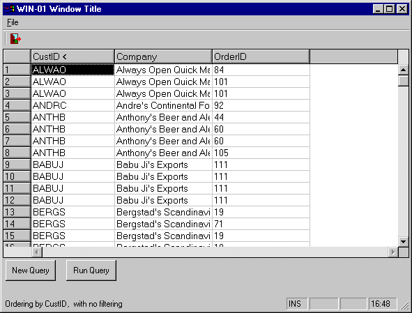 Grid View of Table Join Database Query