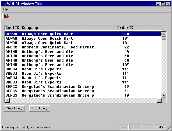 List Box View of Table Join Database Query