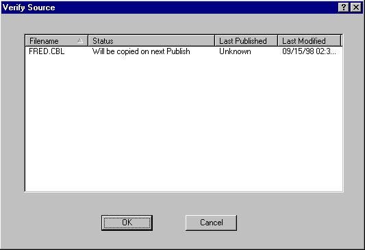 The Verify Source Dialog Box