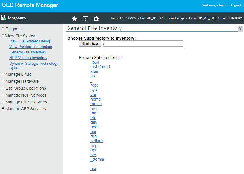 General File Inventory default page