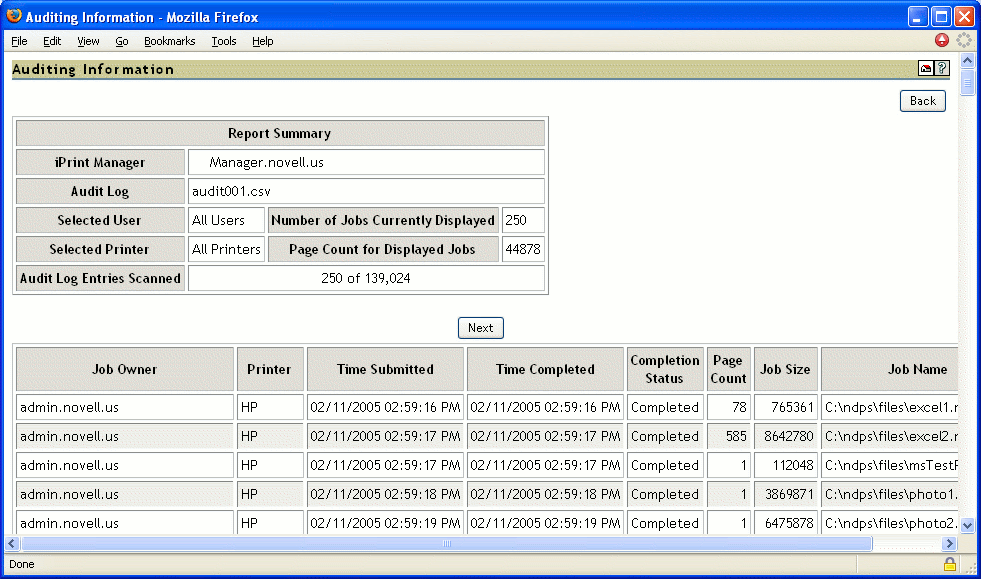 Auditing Report