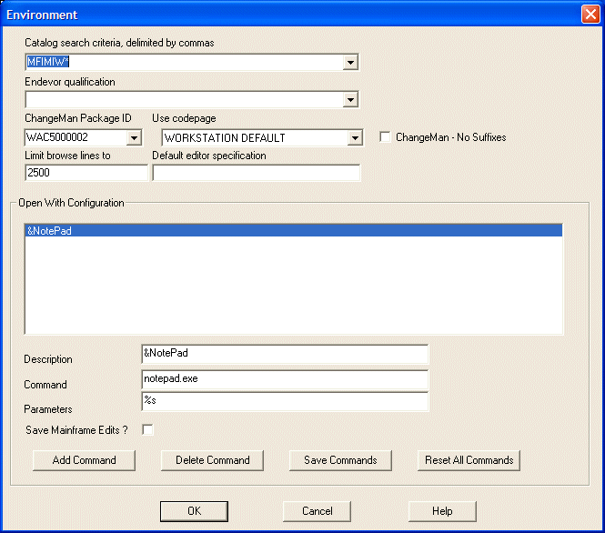 Configuration Environmental Options