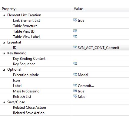 Commit Action Properties