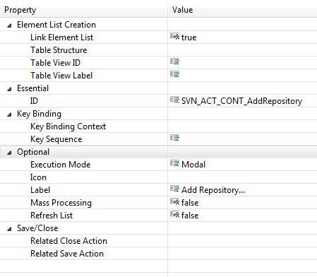 Add Repository Action Properties