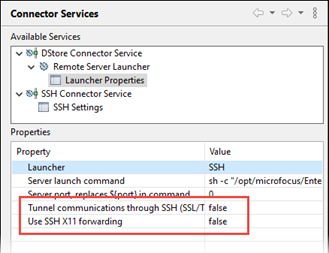 SSH tunnelling properties