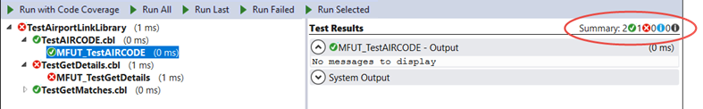 Test run overview