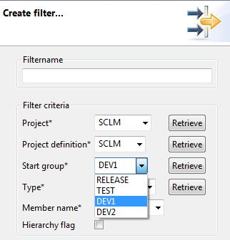 Retrieve button in a Filter dialog