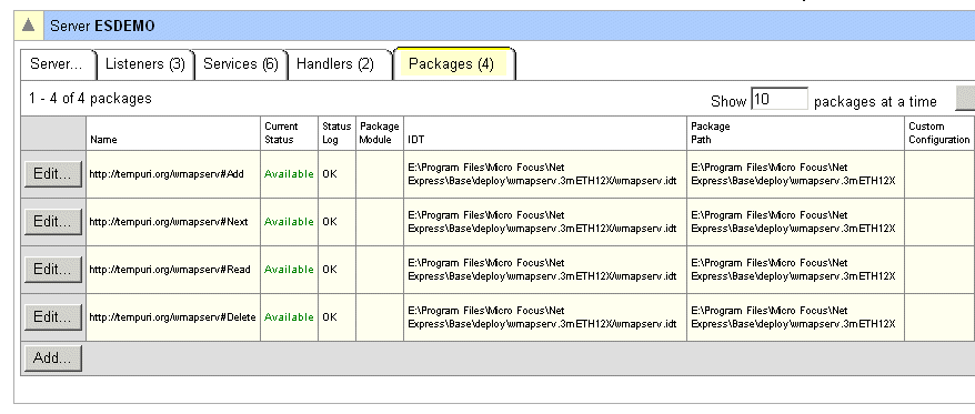 Packages Table