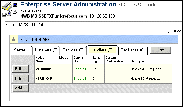 Request Handlers Table