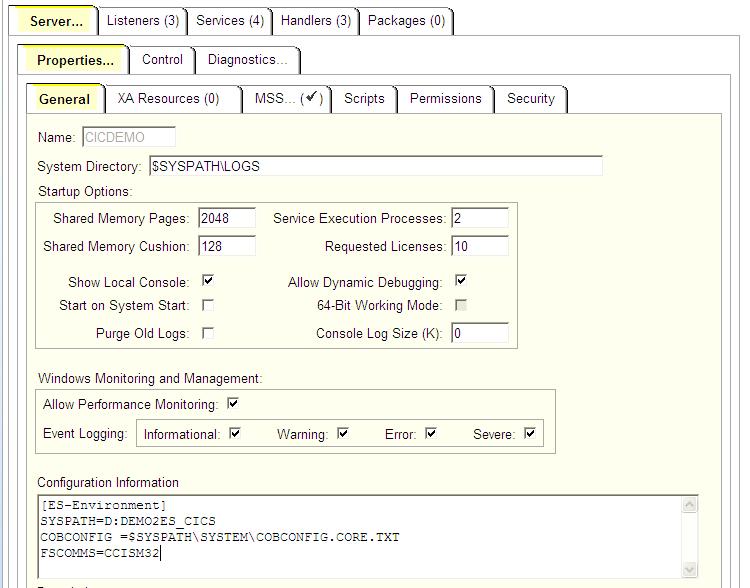 Configuring Enterprise Server core dumps for run-time errors