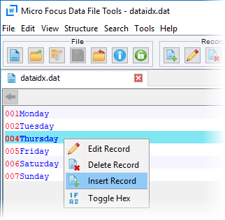 The Insert Record shortcut option