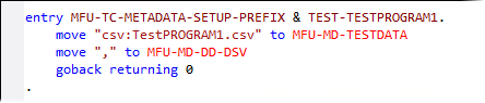 Setup element for data driven tests