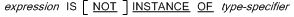 expression-1 IS [NOT] INSTANCE-OF type-specifier